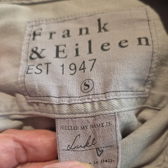 NEW FRANK & EILEEN MEN'S LUKE TATTERED DENIM BUTTON UP SHIRT IN GRAY SIZE S - Picture 8 of 9